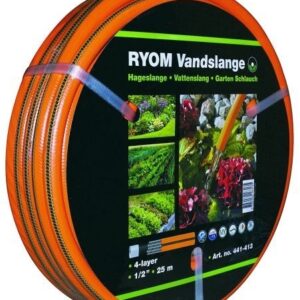 Vandslange 1/2" Armeret 25 mtr. 4-lag orange