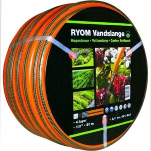 Vandslange 1/2" 50 mtr. Armeret 4-lag orange